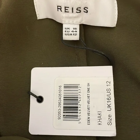 Reiss One Shoulder Velvet Dress in Dark Olive - Picture 3 of 11